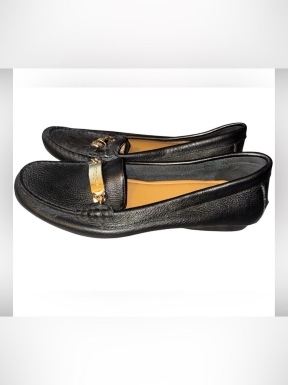 Coach Olive pebbled black Leather Driving Loafers